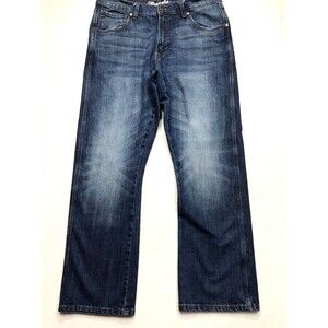 WRANGLER Retro Bootcut Jeans Men 34x30 Relax Fit Whisker Denim Blue Cowboy Rodeo